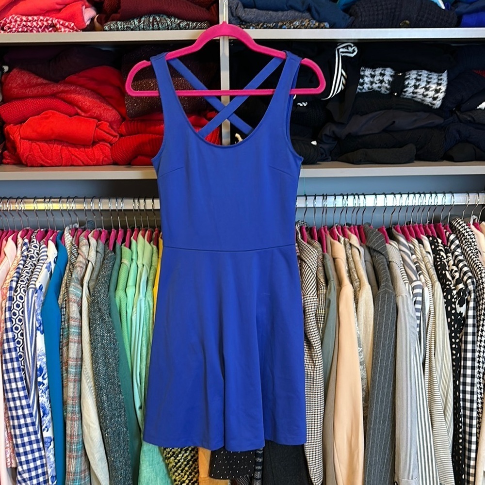 H&M blue sleeveless cross cross back dress size XS